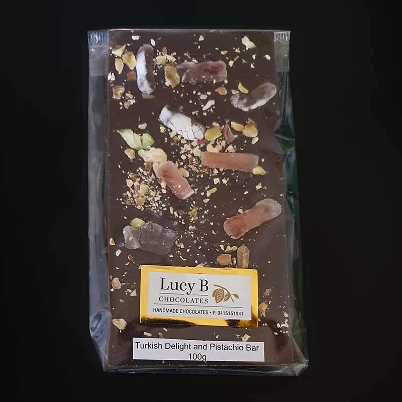 Dark Chocolate Bar, Turkish Delight & Pistachio